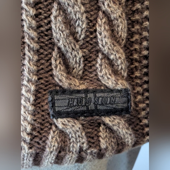 Hudson Cable Knit Acid Wash Brown Cotton Sweater Size large - Picture 5 of 11